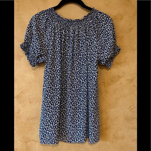 Joie Navy Print Masha Silk Top - Picture 4 of 4